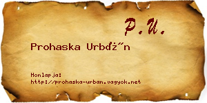 Prohaska Urbán névjegykártya